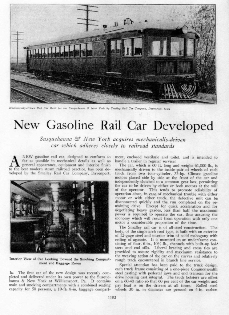 "New Gasoline Rail Car Developed", Railway Age Vol. 79, No. 26. Dec 26, 1925. pp.1181-1185
